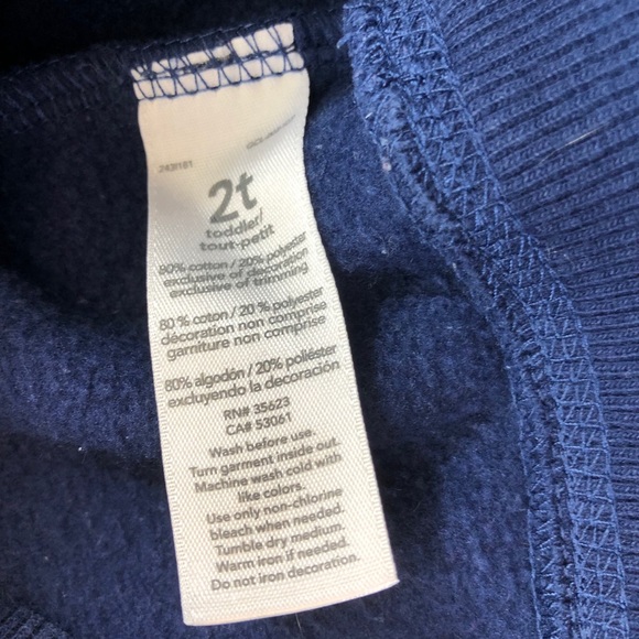 Carters 2T Boys Long Sleeve Blue Sweatshirt Top Shirt with hippopotamus - Picture 5 of 6